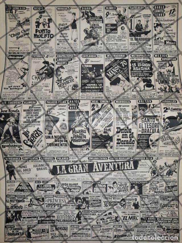 Sammeln von Plakaten: CARTELERA DE CINE VINTAGE 9 AGOSTO 1969 S
