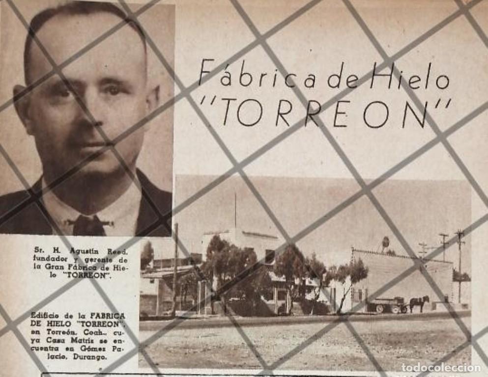 Sammeln von Plakaten: PUBLICIDAD ANTIGUA FABRICA DE HIELO TORREON 1937