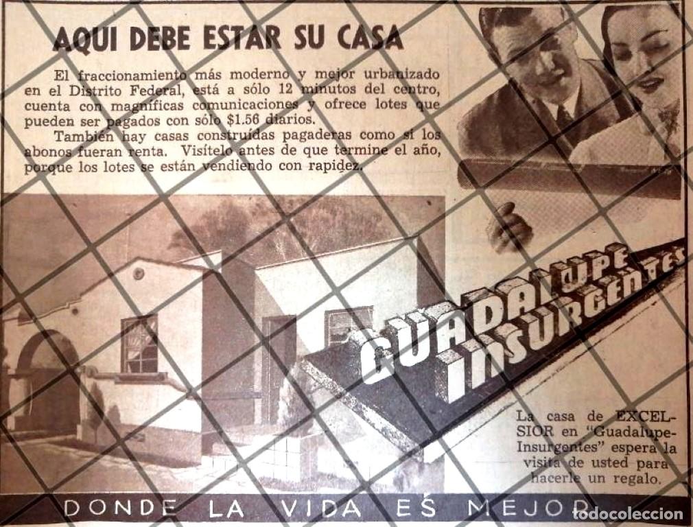 Sammeln von Plakaten: PUBLICIDAD ANTIGUA COL. GUADALUPE INSURGENTES 1940