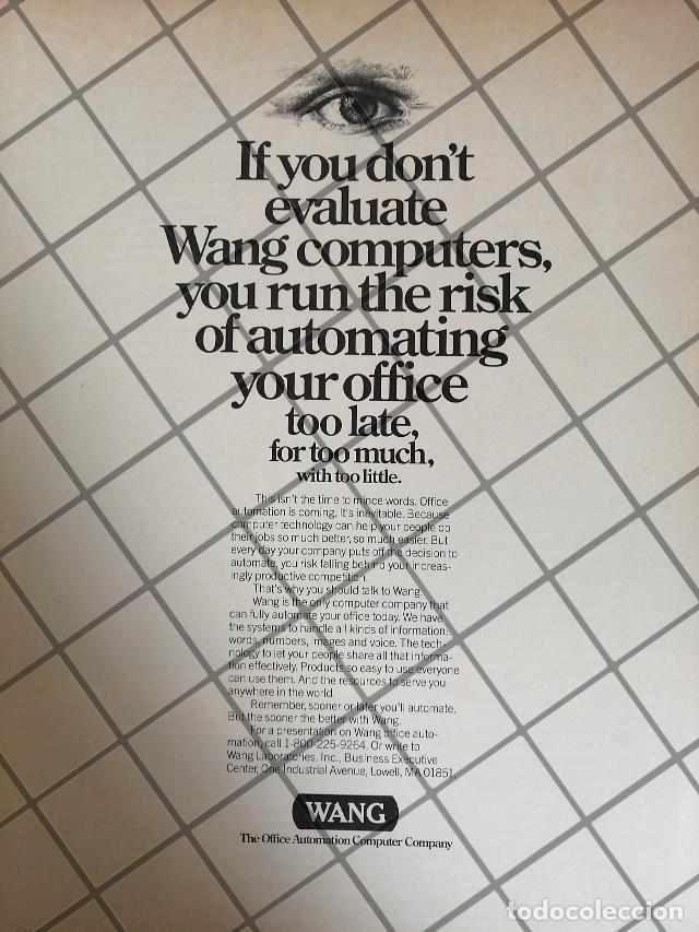 Collezionismo di affissi: CARTEL PUBLICITARIO RETRO COMPUTADORAS WANG 1992