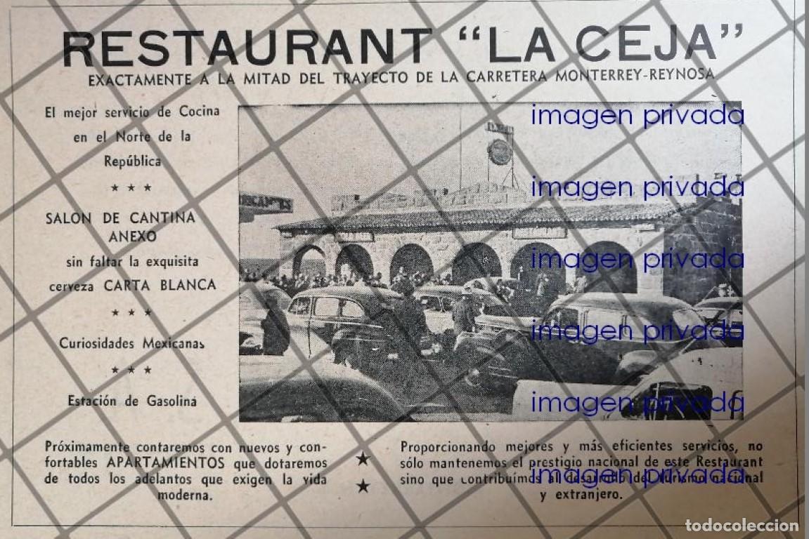 Collezionismo di affissi: AFICHE RETRO RESTAURANT LA CEJA, MONTERREY 1953
