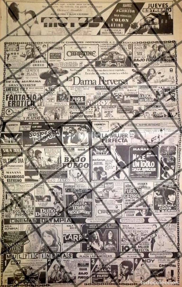 Collezionismo di affissi: CARTELERA DE CINE RETRO MONTERREY 1984 MOTEL Y OTRAS