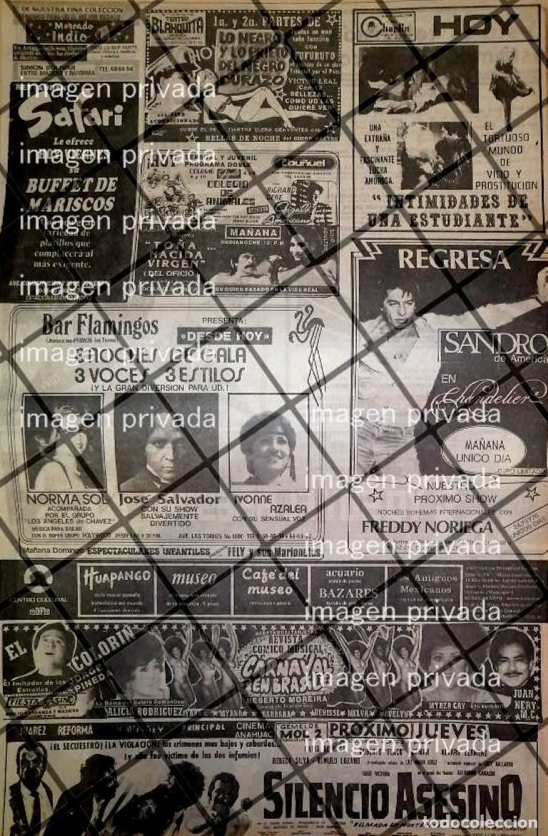 Collezionismo di affissi: CARTEL PUBLICITARIO CABARETS DE MONTERREY Y CINE 1984