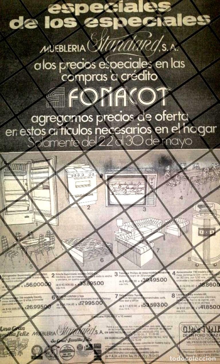 Collezionismo di affissi: CARTEL PUBLICITARIO RETRO DE MONTERREY MUEBLERIA STANDARD 1984