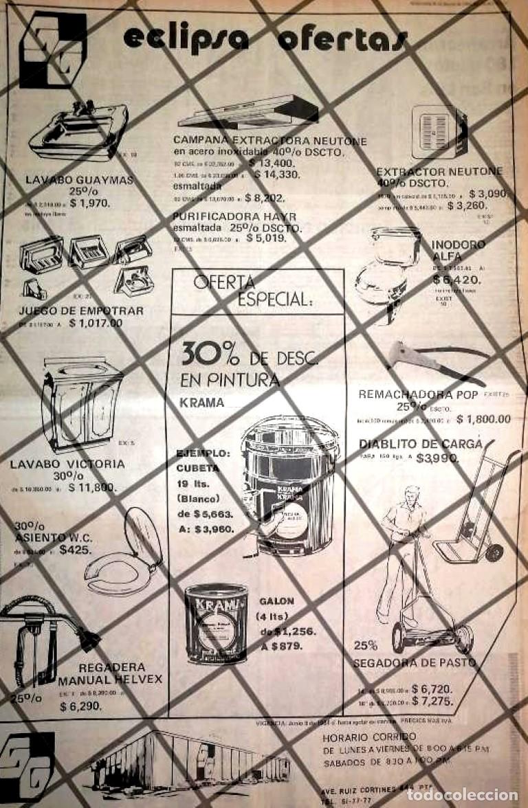 Collezionismo di affissi: CARTEL PUBLICITARIO RETRO MONTERREY TIENDA SADA GOMEZ 1984