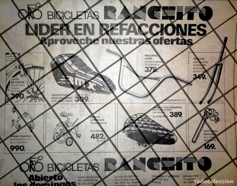 Collectionnisme d'affiches: CARTEL PUBLICITARIO RETRO. BICICLETAS RANCHITO 1984 MONTERREY