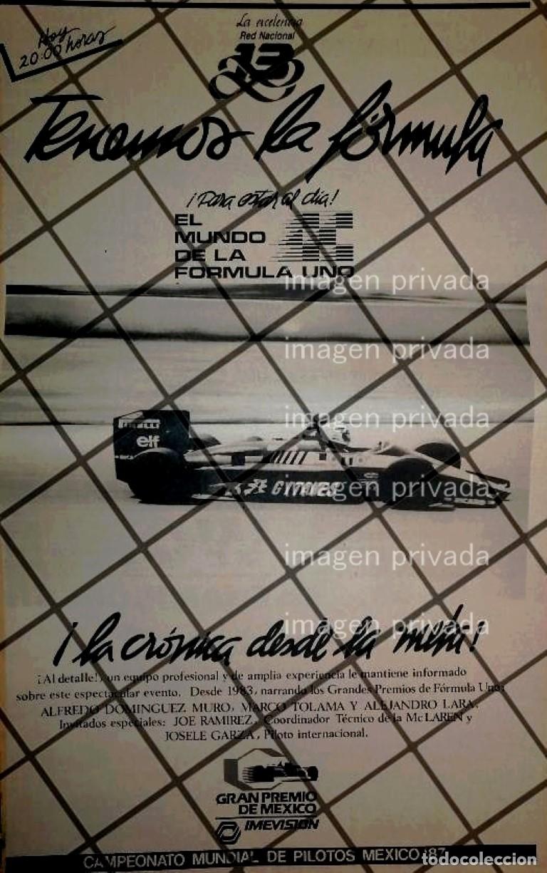 Collectionnisme d'affiches: CARTEL RETRO. GRAN PREMIO DE MEXICO 1987 CANAL 13 IMEVISION /3