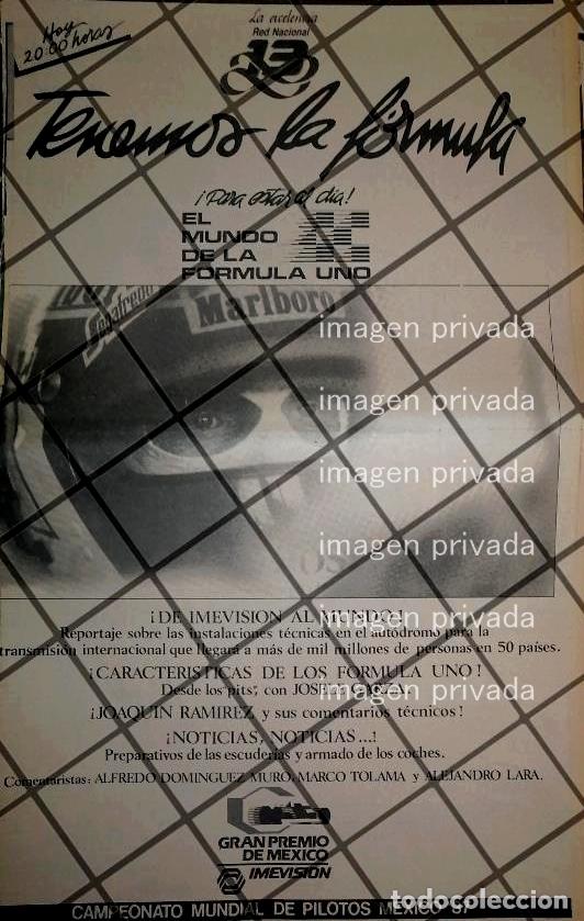 Collectionnisme d'affiches: CARTEL RETRO. GRAN PREMIO DE MEXICO 1987 CANAL 13 IMEVISION /2