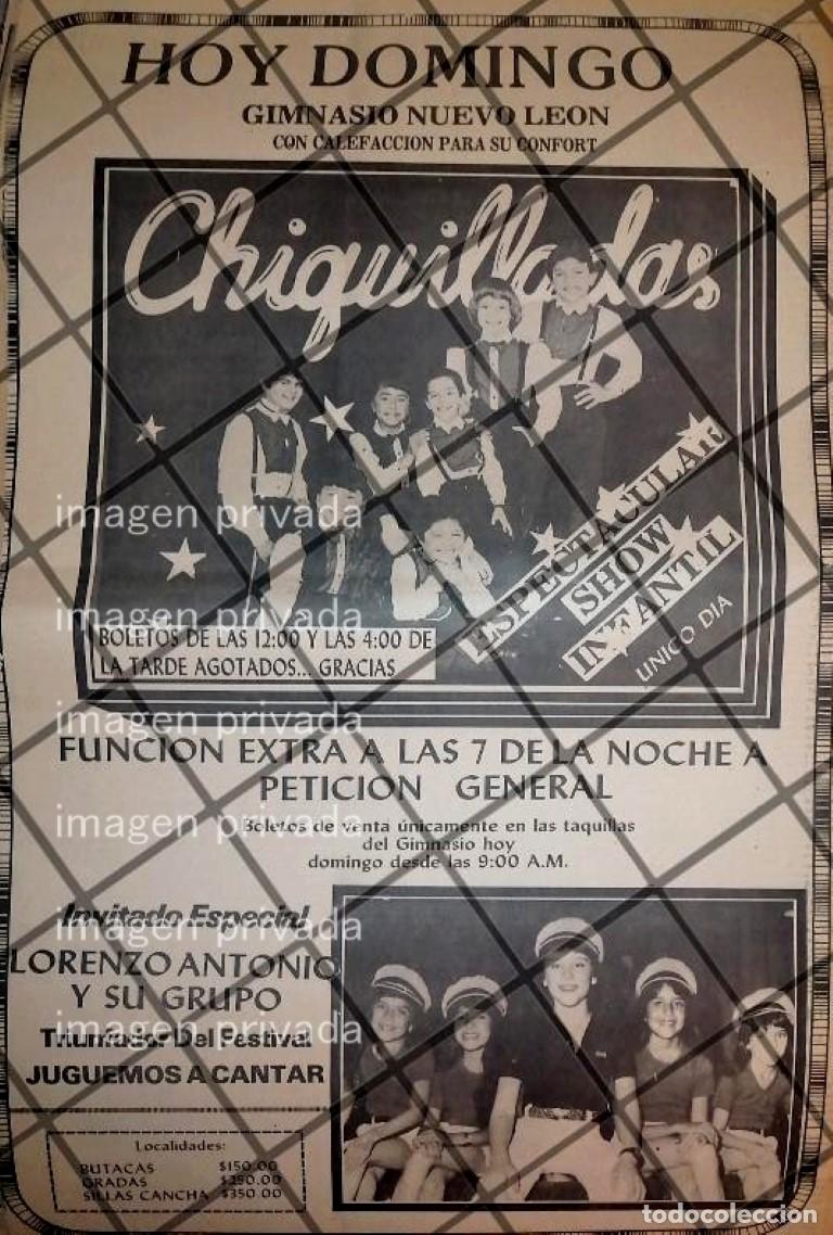 Collectionnisme d'affiches: CARTEL RETRO CONCIERTO CHIQUILLADAS Y LORENZO ANTONIO MONTERREY