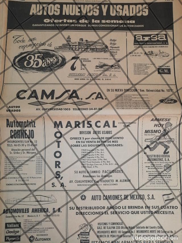 Collectionnisme d'affiches: CARTEL PUBLICITARIO RETRO. AGENCIAS DE AUTOS DE 1969 D.F