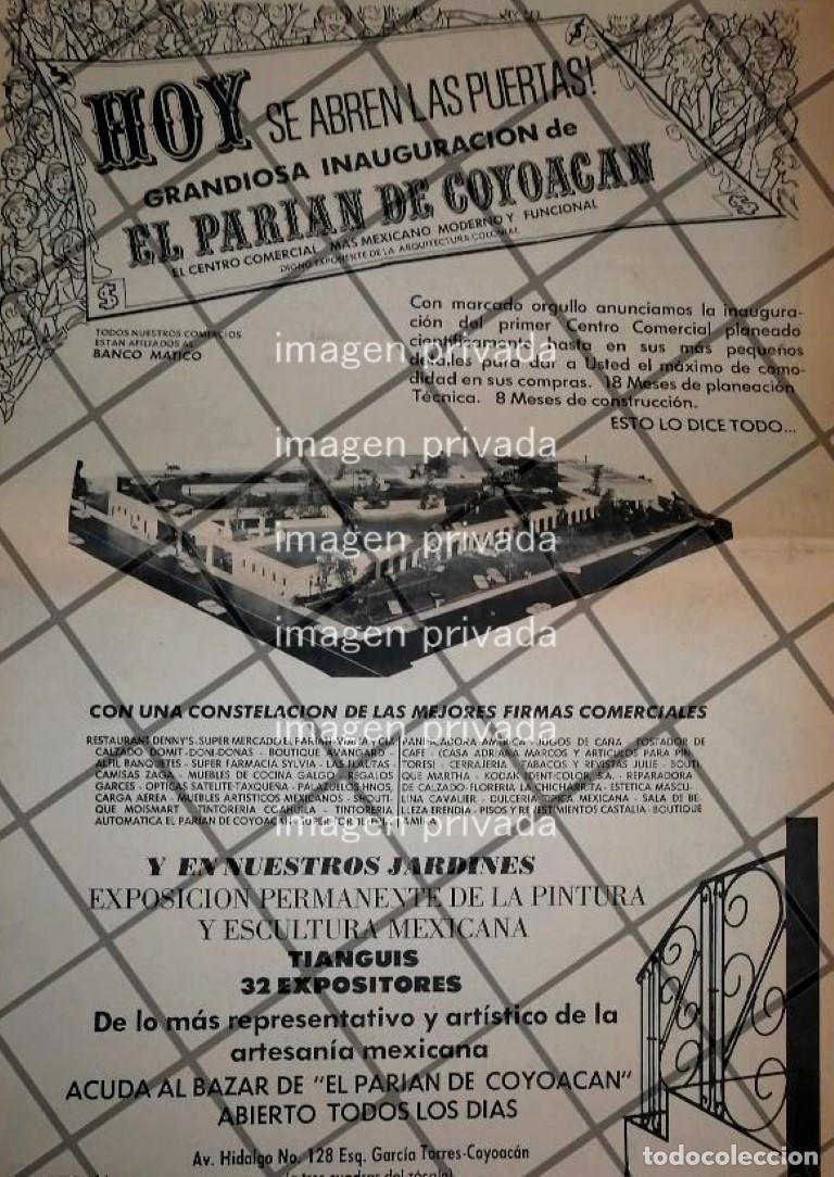 Sammeln von Plakaten: PUBLICIDAD RETRO INAUGURAN EL PARIAN DE COYOACAN 1969