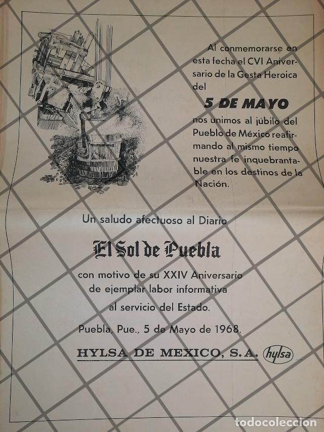 Sammeln von Plakaten: PUBLICIDAD RETRO HYLSA FELICITA AL SOL DE PUEBLA 1968