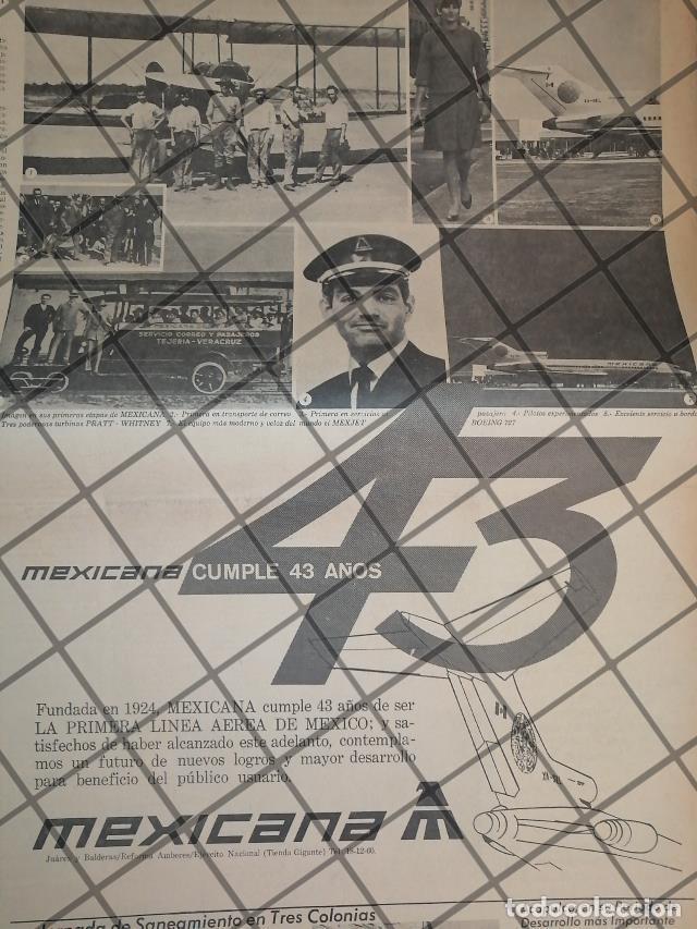 Sammeln von Plakaten: PUBLICIDAD RETRO AEROLINEA MEXICANA DE AVIACION 43 ANIV. 1967
