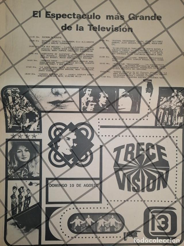 Sammeln von Plakaten: PUBLICIDAD RETRO. CANAL 13 1969 TRECEVISION