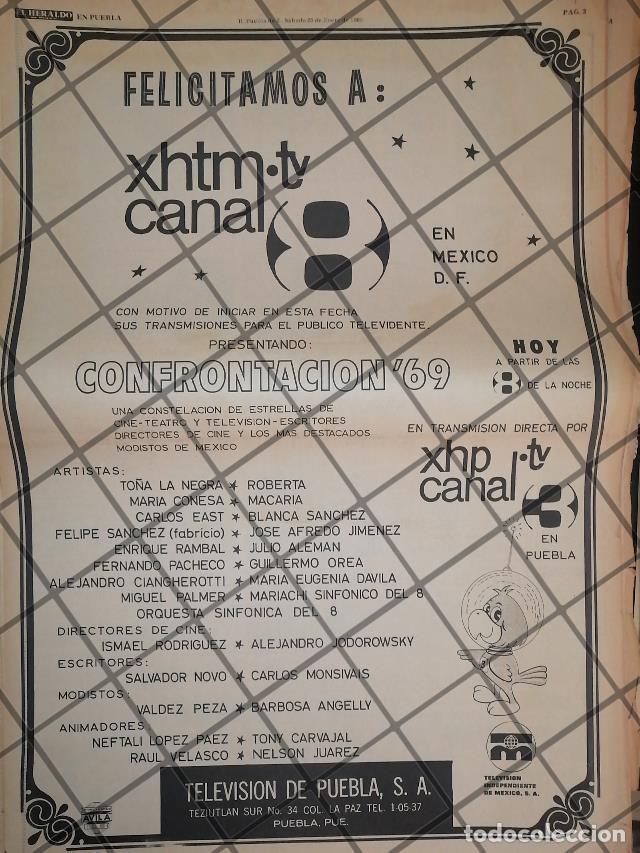 Sammeln von Plakaten: PUBLICIDAD RETRO X.H.T.M. CANAL 8 DE PUEBLA 1969