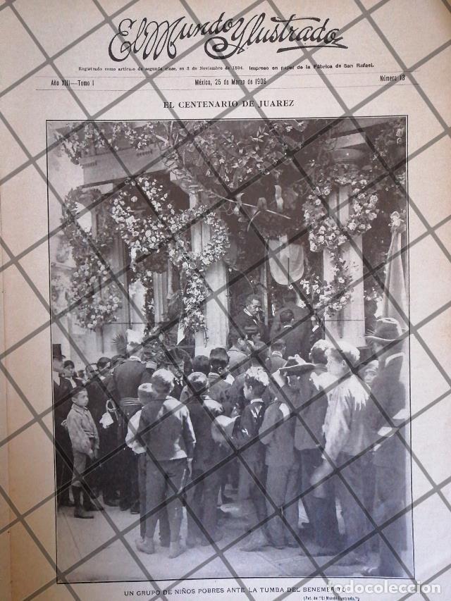 Collectionnisme d'affiches: PORTADA ANTIGUA NI&Ntilde;OS EN LA TUMBA DE BENITO JUAREZ 1906