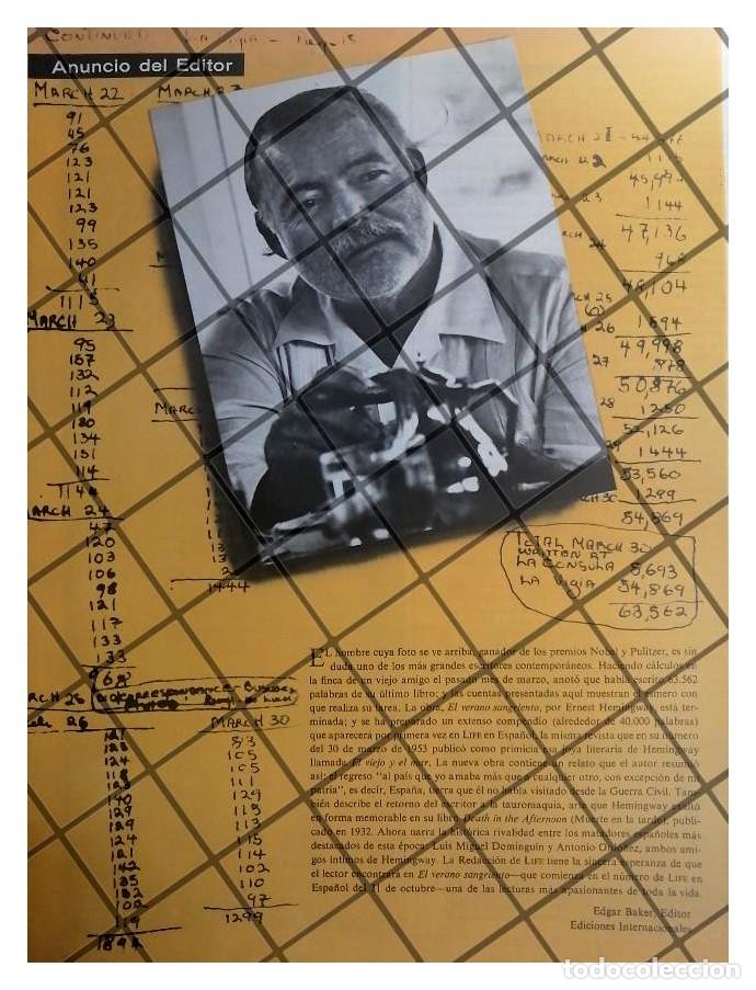 Collectionnisme d'affiches: AFICHE PUBLICITARIO RETRO ERNEST HEMINGWAY Y REVISTA LIFE 1960