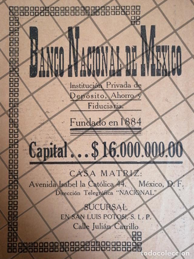 Collectionnisme d'affiches: PUBLICIDAD ANTIGUA BANAMEX 1933 / 177