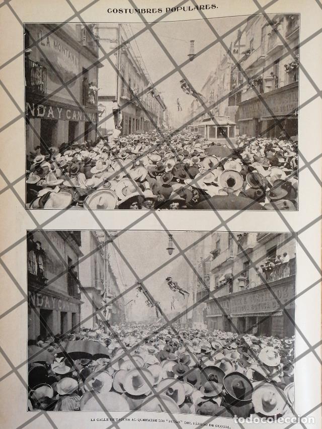 Sammeln von Plakaten: AFICHE ANTIGUO QUEMA DE JUDAS EN CALLE TACUBA 1906