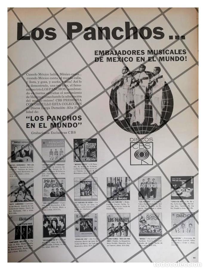 Collectionnisme d'affiches: CARTEL PUBLICITARIO RETRO LOS PANCHOS Y DISCOS C.B.S. 1964