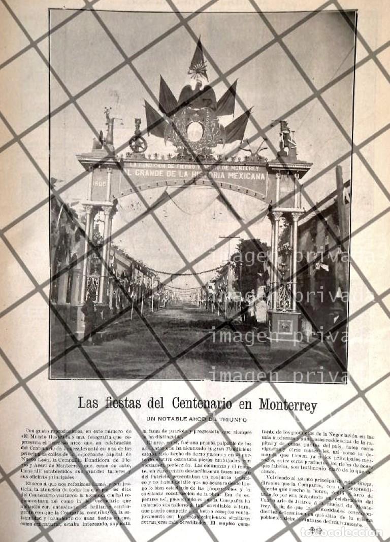 Coleccionismo de carteles: AFICHE ANTIGUO FIESTAS DEL CENTENACIO B.J MONTERREY 1906