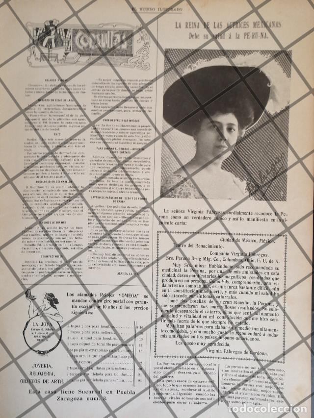 Coleccionismo de carteles: CARTEL ANTIGUO TONICO PERUNA Y VIRGINIA FABREGAS 1906