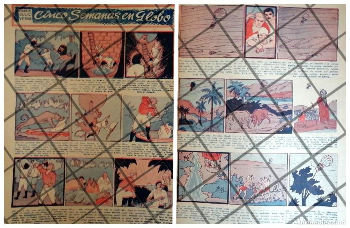 Coleccionismo de carteles: TIRA COMICA ANTIGUA. 5 SEMANAS EN GLOBO 1945 JULIO VERNE