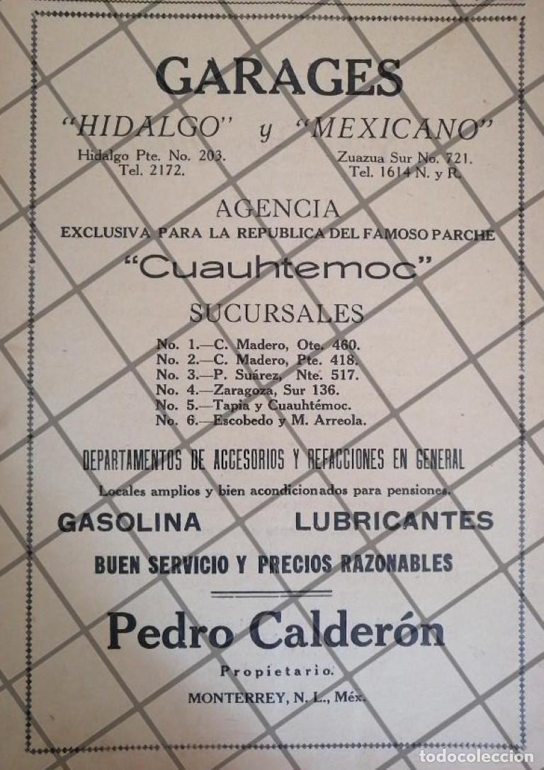 Collectionnisme d'affiches: AFICHE RETRO GARAGES PEDRO CALDERON 1929 MONTERREY