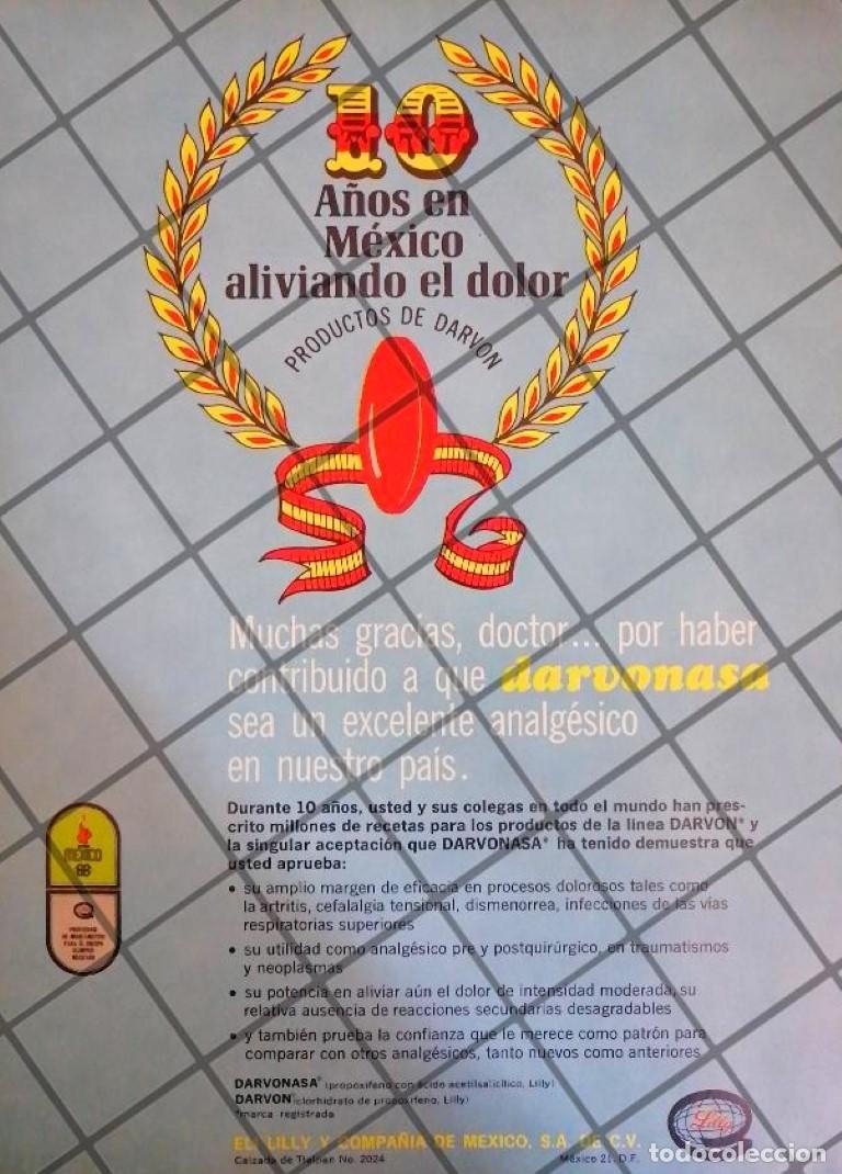 Collectionnisme d'affiches: PUBLICIDAD RETRO FARMACEUTICA LILY MEXICO. DARVONASA 1968
