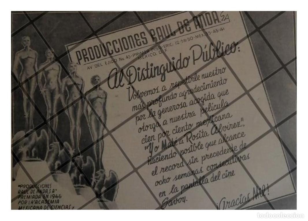 Collectionnisme d'affiches: AFICHE RETRO PELICULA YO MATE A ROSITA ELVIRES 1947 UN EXITO