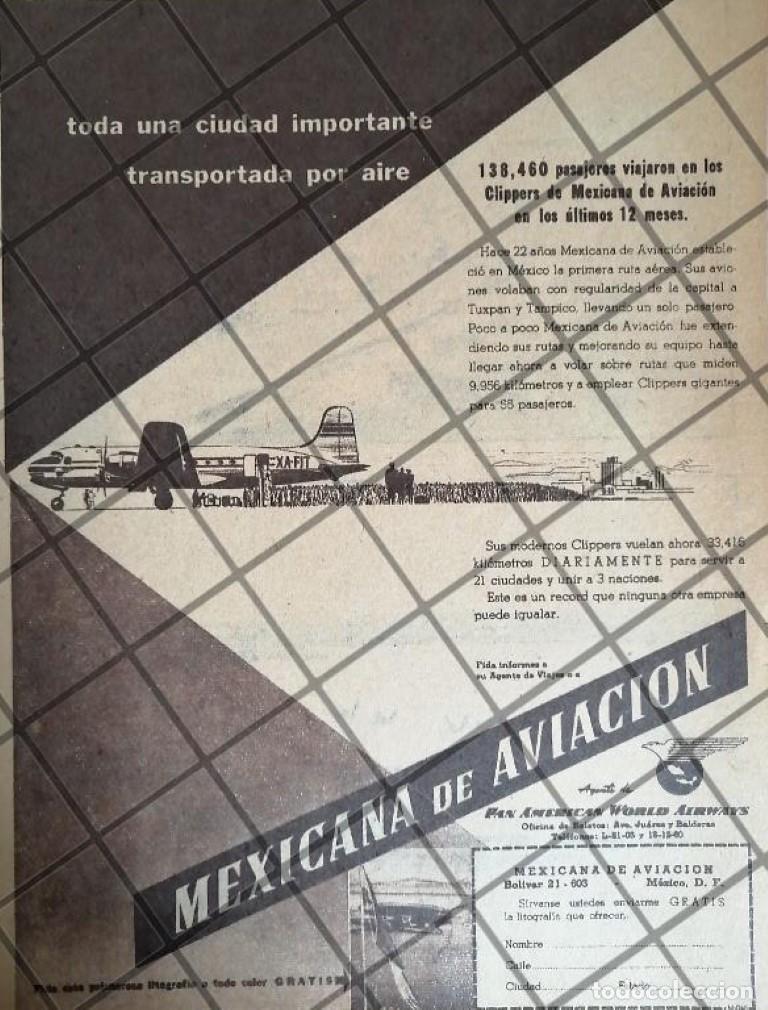 Collectionnisme d'affiches: AFICHE ANTIGUO AEROLINEA MEXICANA DE AVIACION 1947