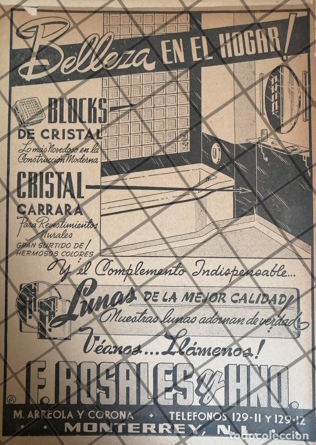 Collectionnisme d'affiches: PUBLICIDAD ANTIGUA CRISTALES FRANCISCO ROSALES Y HNO 1945