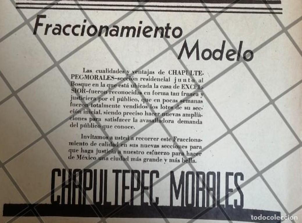 Collectionnisme d'affiches: PUBLICIDAD ANTIGUA FRACC. CHAPULTEPEC MORALES 1940