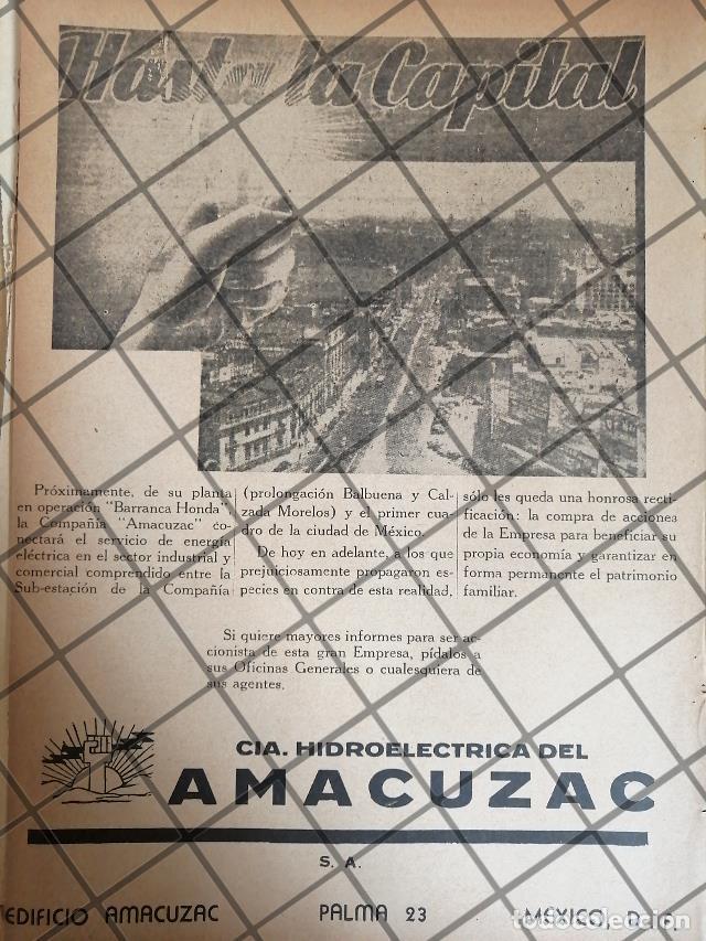 Collectionnisme d'affiches: PUBLICIDAD ANTIGUA. CIA. HIDROELECTRICA AMACUZAC 1944