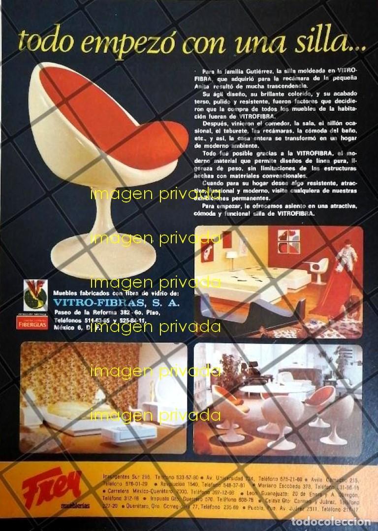 Collectionnisme d'affiches: CARTEL PUBLICITARIO RETRO, SILLAS POP. VITRO FIBRAS S.A. 1970s