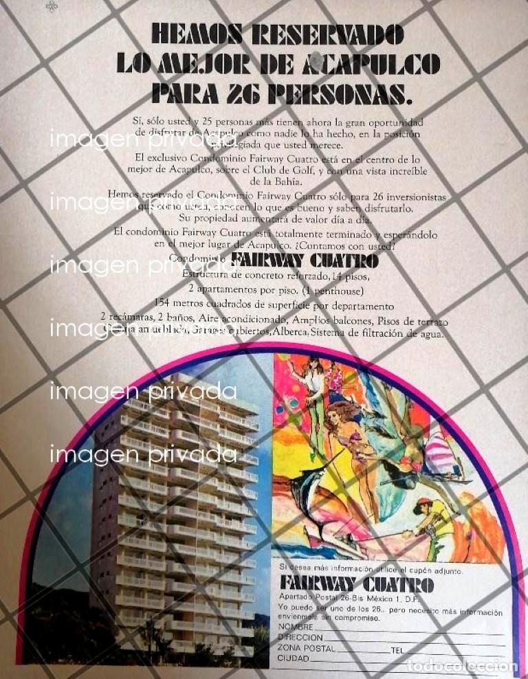Collectionnisme d'affiches: PUBLICIDAD RETRO. HOTEL FAIRWAY 4. ACAPULCO 1970s