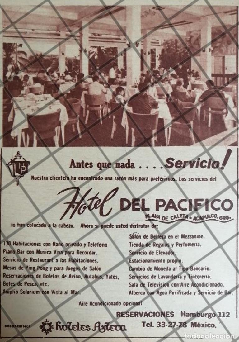 Collectionnisme d'affiches: PUBLICIDAD ANTIGUA HOTEL DEL PACIFICO, ACAPULCO 1956