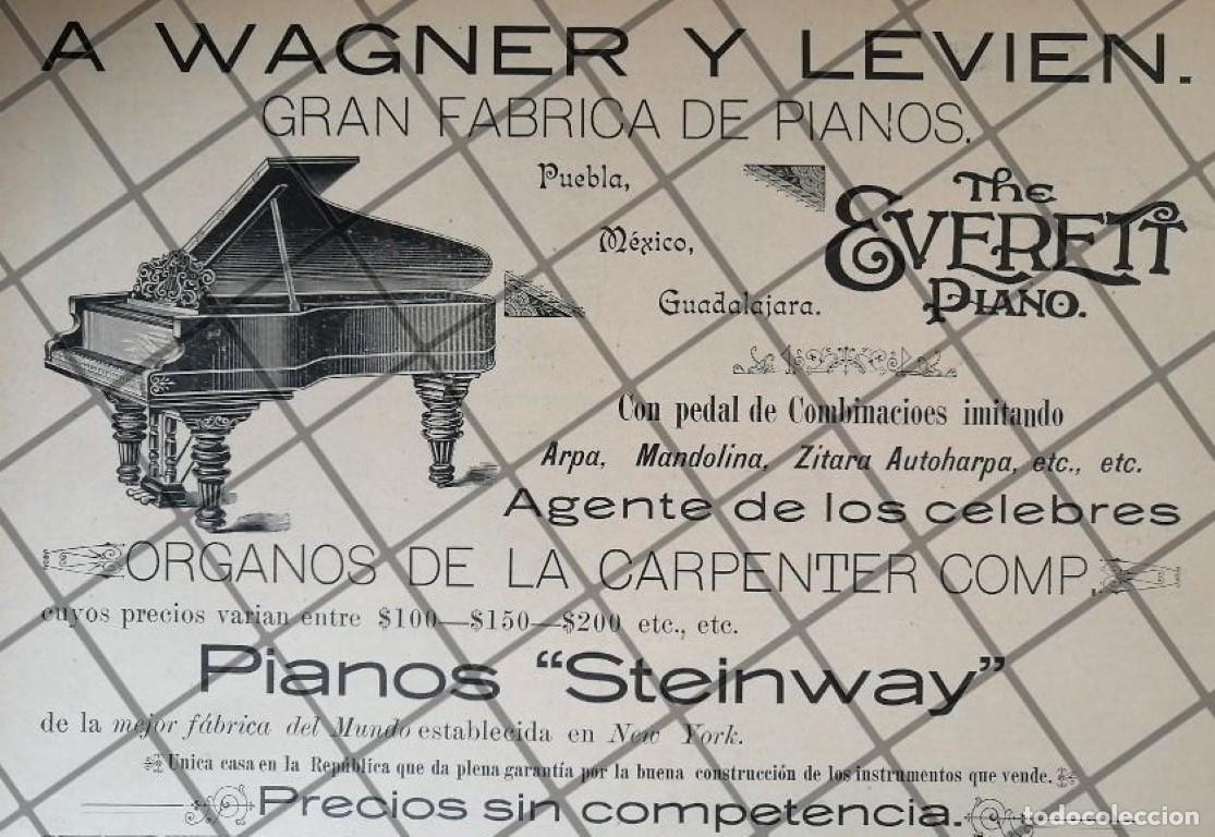 Collectionnisme d'affiches: CARTEL ANTIGUO PIANOS EVERETT 1895 WAGNER Y LEVIEN /2