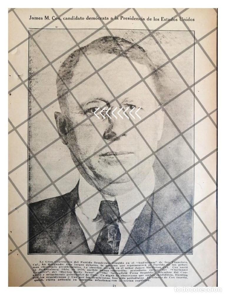 Poster collecting: AFICHE RETRO JAMES MIDDLETON COX CANDIDATO DEMOCRATA 1920