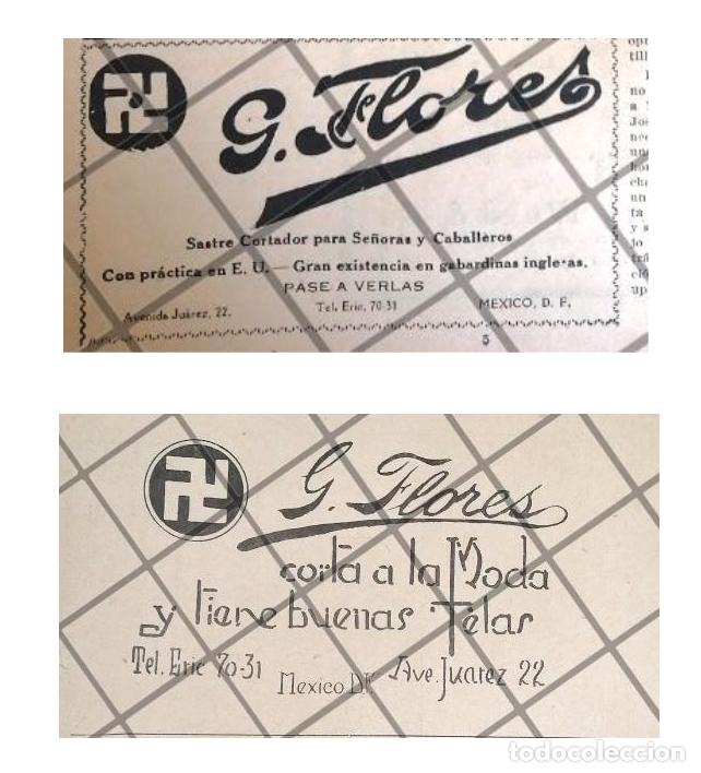 Collectionnisme d'affiches: 2 AFICHES ANTIGUOS SASTRERIA G. FLORES /SIMBOLO NAZI 1921