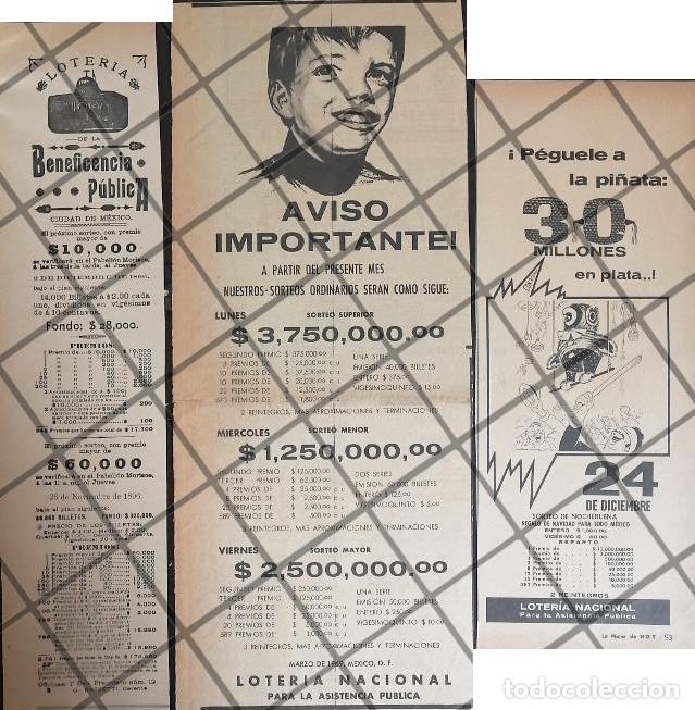 Collectionnisme d'affiches: 3 AFICHES RETRO LOTERIA NACIONAL 1895-1961