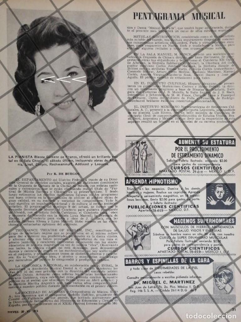 Sammeln von Plakaten: AFICHE ANTIGUO PIANISTA. BLANCA GALEANO DE FRANCO 1974 Y MAS