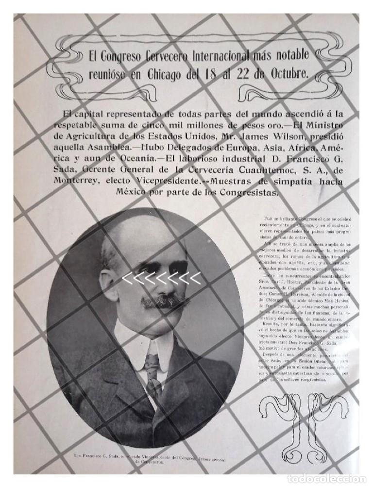 Collectionnisme d'affiches: AFICHE RETRO FRANCISCO GARZA SADA CONGRESO CERVECERO 1911