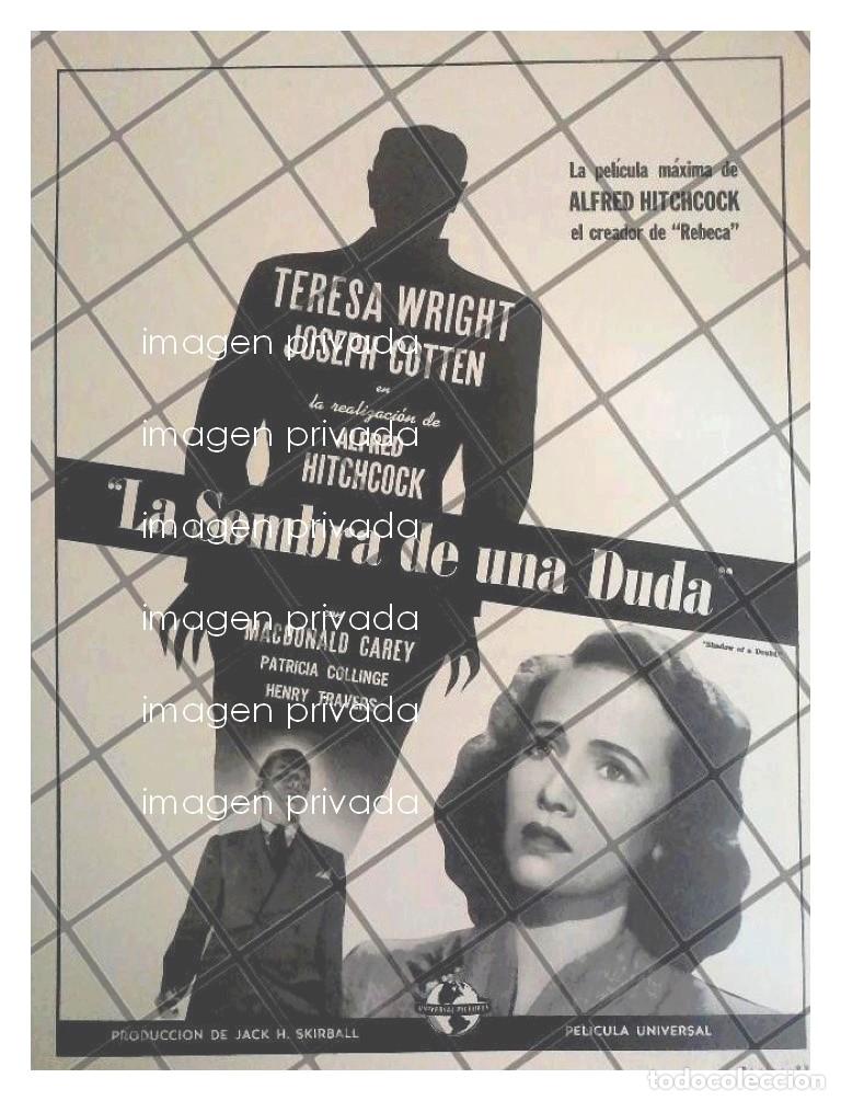 Collectionnisme d'affiches: CARTEL ANTIGUO PELICULA. LA SOMBRA DE UNA DUDA. 1943