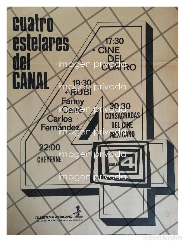 Sammeln von Plakaten: PUBLICIDAD RETRO TELESISTEMA MEXICANO CANAL 4 1969