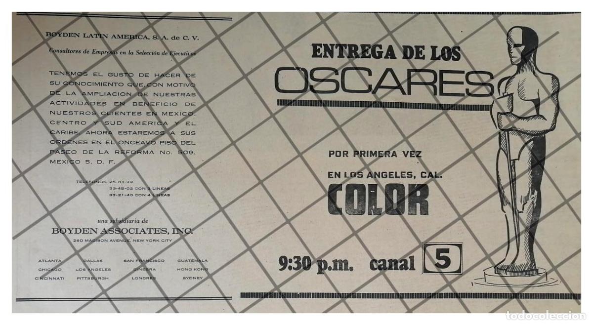 Sammeln von Plakaten: AFICHE RETRO TELEVISA. PREMIOS OSCAR 1969 CANAL 2