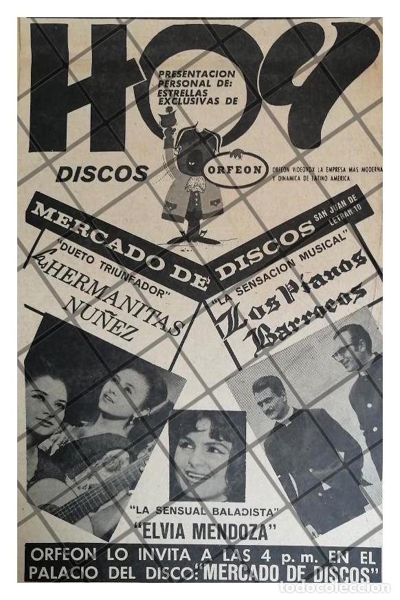 Sammeln von Plakaten: AFICHE RETRO DISCOS ORFEON. HERAMAMITAS NU&Ntilde;EZ Y MAS 1965