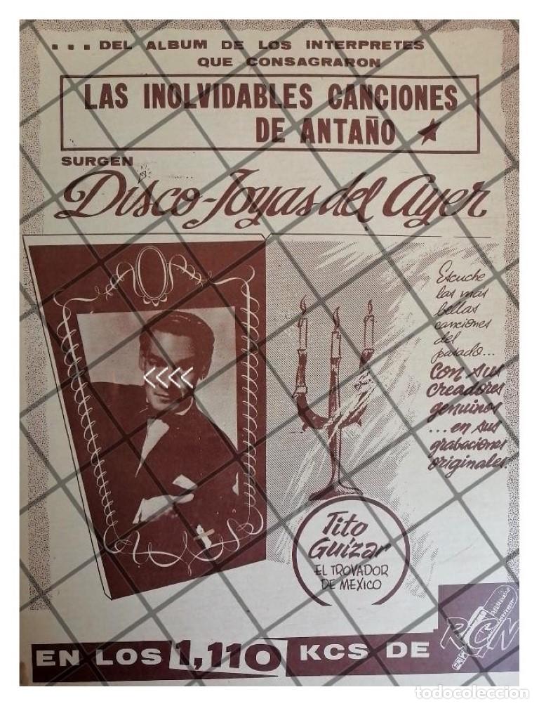 Sammeln von Plakaten: PUBLICIDAD RETRO TITO GUIZAR RADIO DIFUSORA R.C.N. 1961