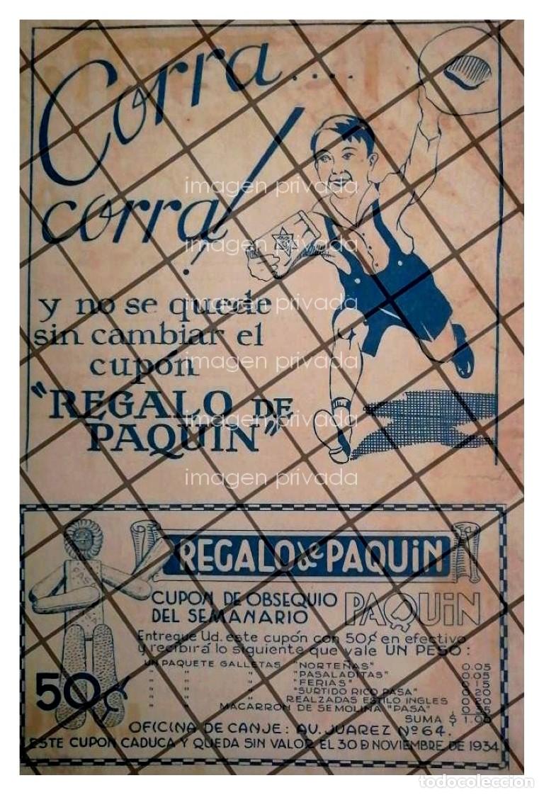 Poster collecting: AFICHE PUBLICITARIO RETRO. CUPONES COMIC PAQUIN 1934