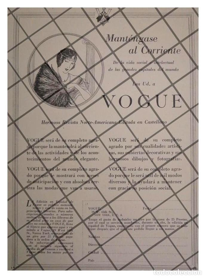 Coleccionismo de carteles: AFICHE PUBLICITARIO RETRO. LA REVISTA VOGUE ESPA&Ntilde;OL 1926